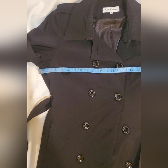 Calvin Klein Classic Black Double-Breasted Trench Coat - Picture 10 of 15